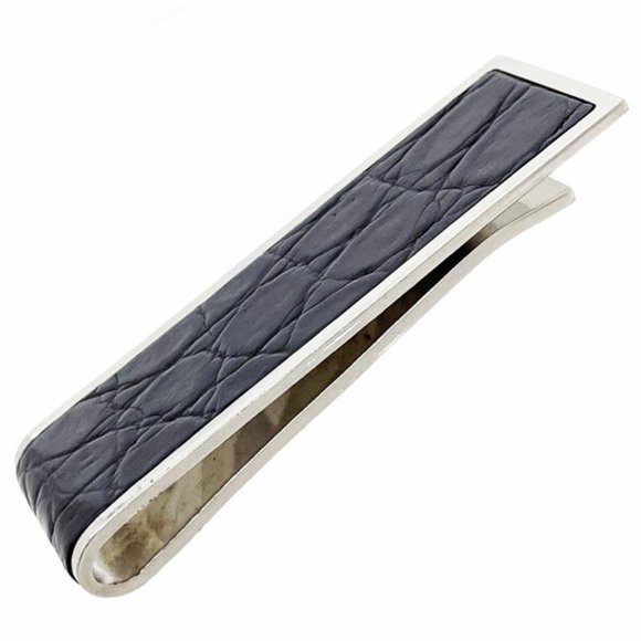 Gucci Money Clip Embossed Leather Metal Dark Brown Silver GUCCI Bill Men's NN... - Picture 3 of 6